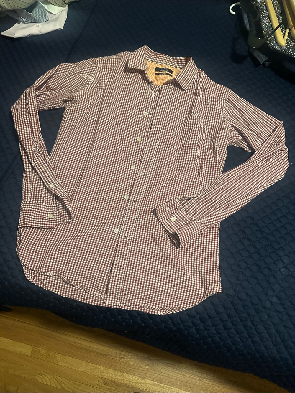 Men's Red and White Gingham Dress Shirt - Classic Button-Down